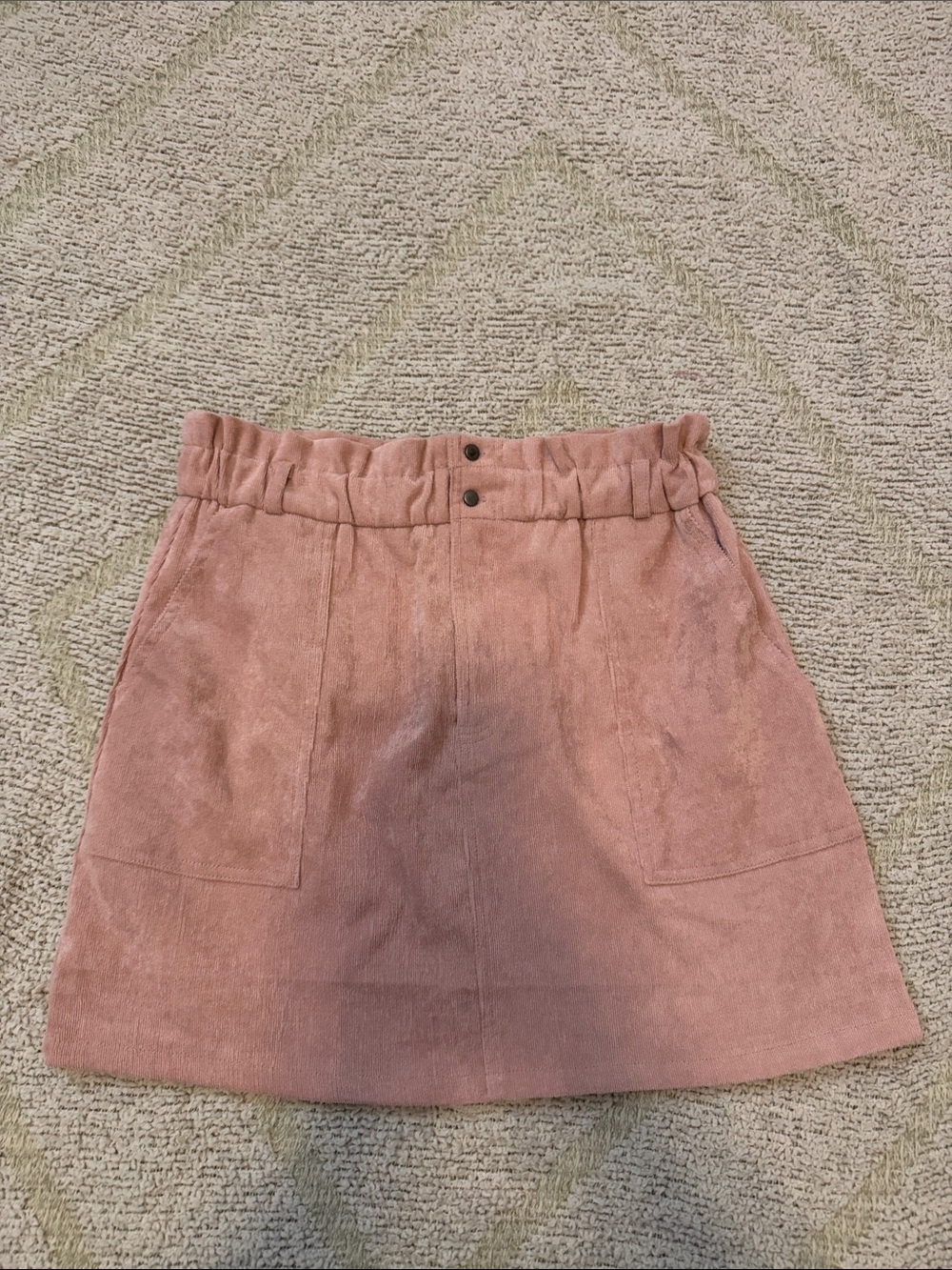 HYFVE Dusty Rose Corduroy Paperbag A-Line Skirt